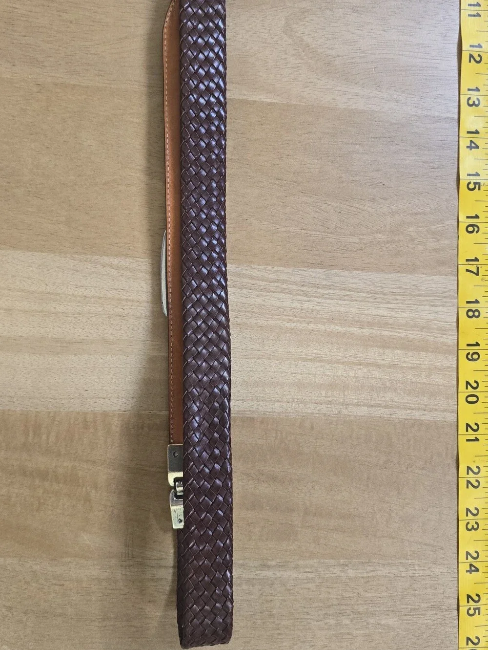 Brighton Women's Brown Leather Belt 9A107 Braided Croc Embossed Silver Tone M/L